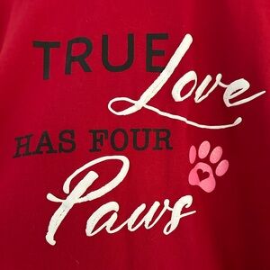 Catherines Top True Love Red w/ Hearts 3/4 Sleeve 3X Cat Dog Pet Valentine
